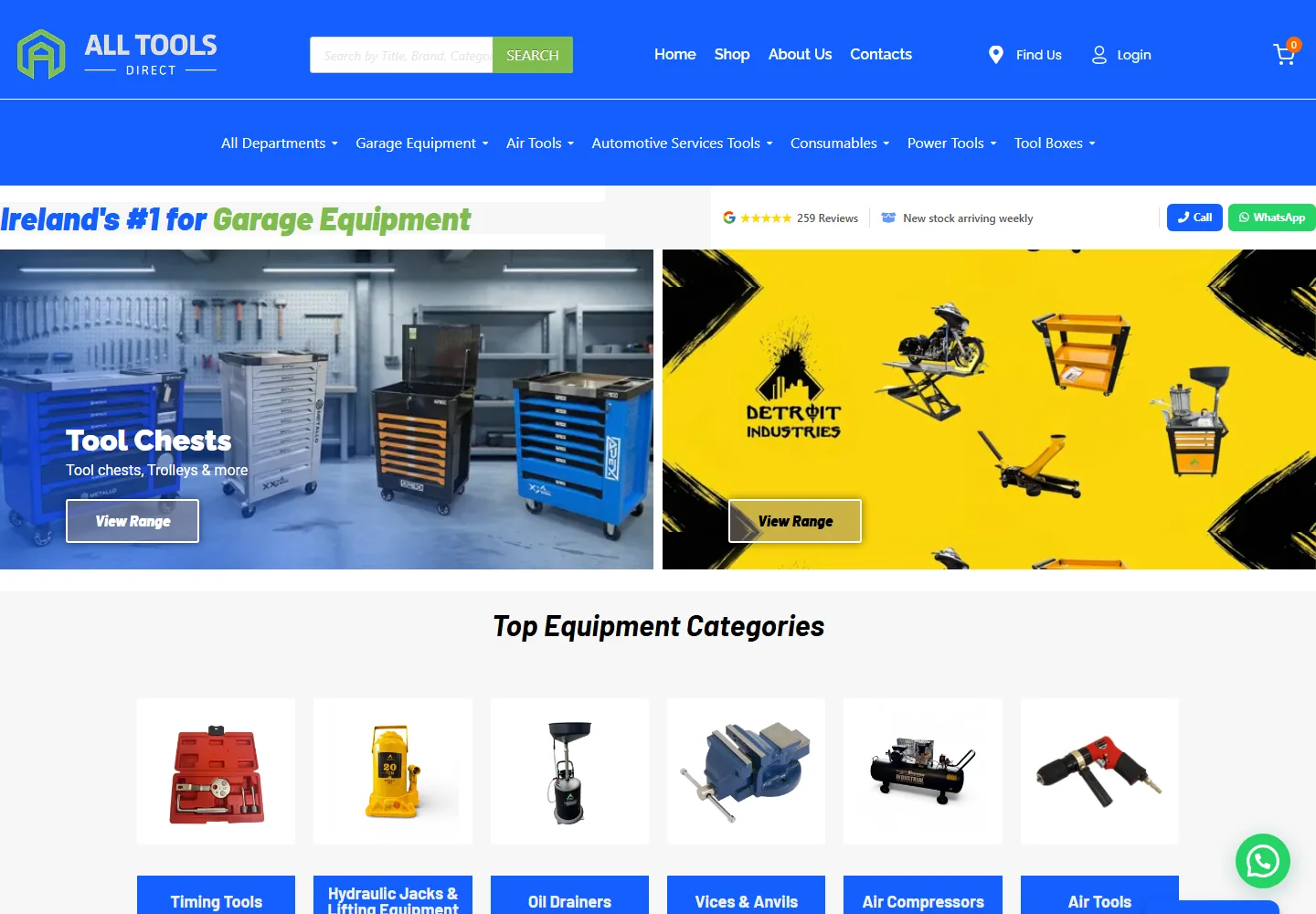 All Tools Direct eCommerce store designed by Brandstart, with a catalogue-led layout built for fast product discovery