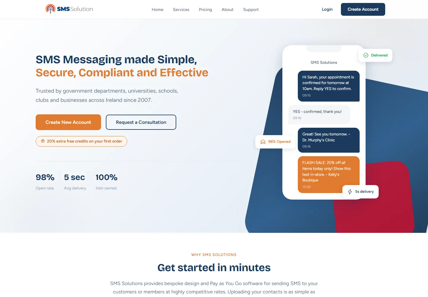 SMS Solutions website built by Brandstart