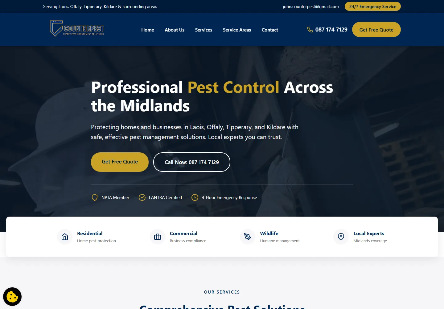 CounterPest Ireland website built by Brandstart