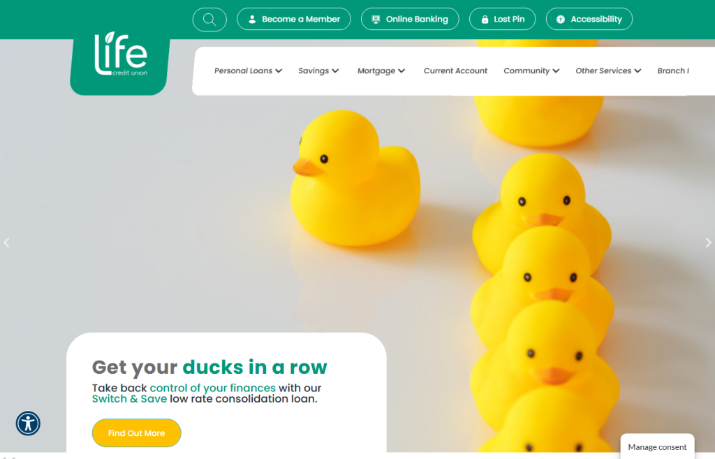 Screenshot of LifeCU.ie website